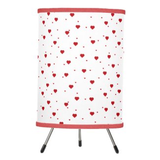 Red & White Valentines Hearts Pattern Tripod Lamp
