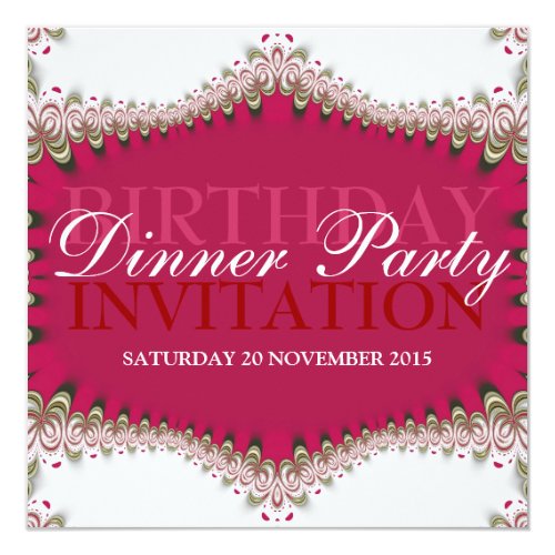 Red+White Vintage Lace Birthday Dinner Party Custom Invitations