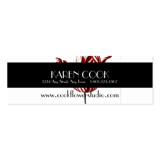 Red White Vintage Tulip Florist Product Tag Business Card (back side)