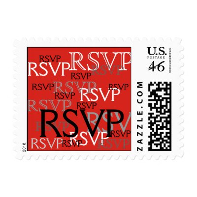 Red White Wedding RSVP Postage Stamp