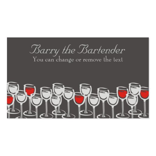 red white wine glasses sommelier catering busin... business cards (front side)