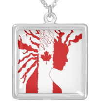 Red-White with Red Leaf Necklace
