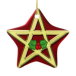 Red Wicca Pentagram Yule Christmas Ornament