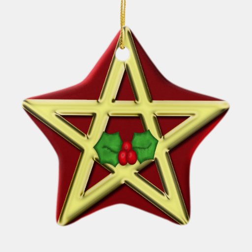Red Wicca Pentagram Yule Christmas Ornament Zazzle