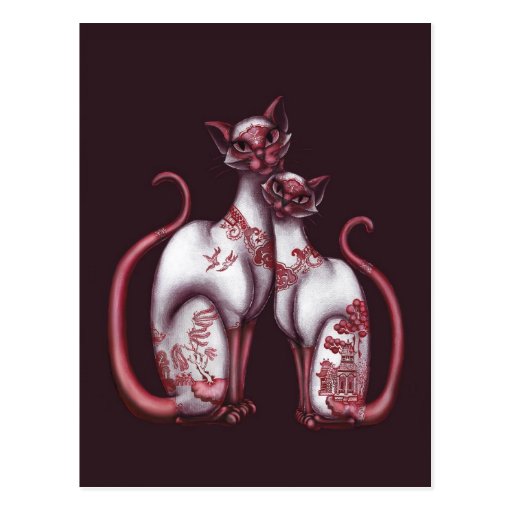 Red Willow Siamese Cats Postcard