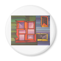 Red Window Refrigerator Magnets