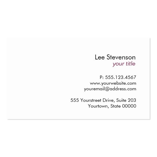 Red Wine Business Simple Card Business Cards (back side)