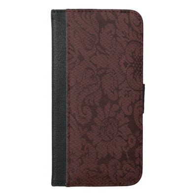 Red Wine Damask Weave Look iPhone 6/6S Plus Wallet Case