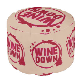 Red Wine Down print Round Pouf