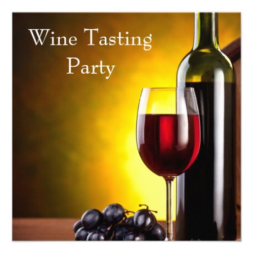Red Wine Glass Bottle Wine Tasting Party Announcement