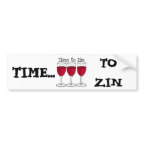 RED WINE GLASS "TIME TO ZIN" FUN PRINT BUMPER STICKERS