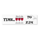 RED WINE GLASS "TIME TO ZIN" FUN PRINT BUMPER STICKERS