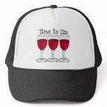 RED WINE GLASS "TIME TO ZIN" FUN PRINT hats