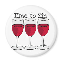 RED WINE GLASS "TIME TO ZIN" FUN PRINT REFRIGERATOR MAGNET
