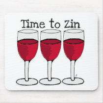 RED WINE GLASS "TIME TO ZIN" FUN PRINT MOUSE PADS