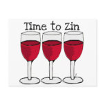RED WINE GLASS "TIME TO ZIN" FUN PRINT postcards