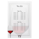 Red Wine Glass Wine Menu stationery