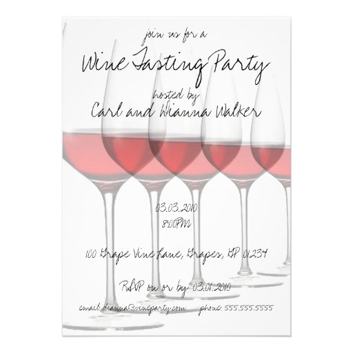 Red Wine Glasses Party Invitations (front side)