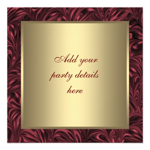 Red Wine Gold Birthday Party Invitation