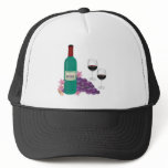 RED WINE GRAPES AND GLASSES STILL LIFE HAT