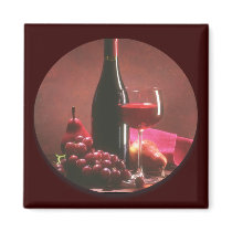 Red Wine & Grapes Fridge Magnets