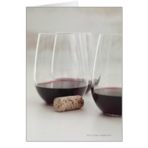 Red wine in stemless glasses cards