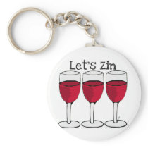 RED WINE "LET'S ZIN" FUN PRINT KEY CHAINS