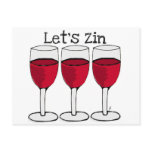 RED WINE "LET'S ZIN" FUN PRINT postcards