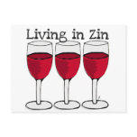 RED WINE "LIVING IN ZIN" FUN PRINT postcards