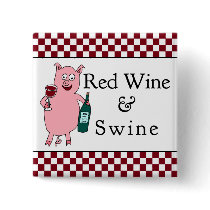 Red Wine & Swine Square Pin