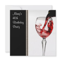 Red Wine Womans 40th Birthday Party Announcement