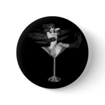 Red Wing Freaky Fairy Girl Martini Glass 3D Pinback Button