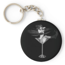 Red Wing Freaky Fairy Girl Martini Glass 3D Keychain