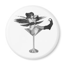 Red Wing Freaky Fairy Girl Martini Glass 3D Fridge Magnet