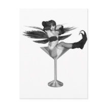 Red Wing Freaky Fairy Girl Martini Glass 3D Postcards