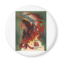 Red Wing Indian Native American Music Art magnets by PaperTimeMachine Red Wing Indian Native American Music Art magnets