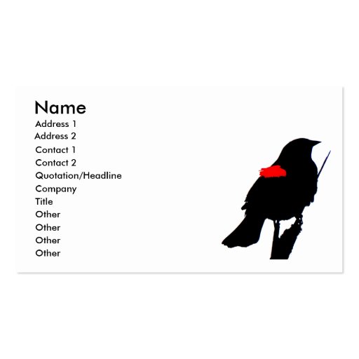 Red-winged Blackbird Business Card