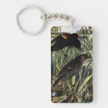 Red-Winged Blackbirds and Nest in Cattails Acrylic Key Chains