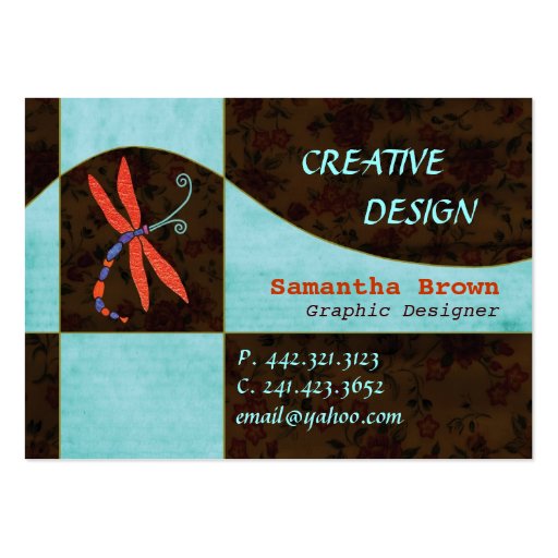 Red Winged Dragonfly: Designer Business Cards (front side)