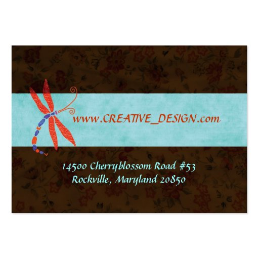 Red Winged Dragonfly: Designer Business Cards (back side)
