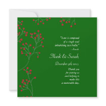 Red Winter Berries on Holiday Green Program Personalized Announcements
