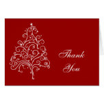 Red Winter Christmas Tree Thank You Card