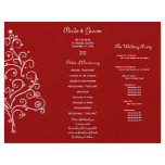 Red Winter Tri Fold Wedding Program Personalized Flyer