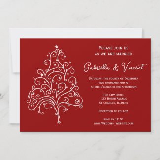 Red Winter Wedding Invitation invitation