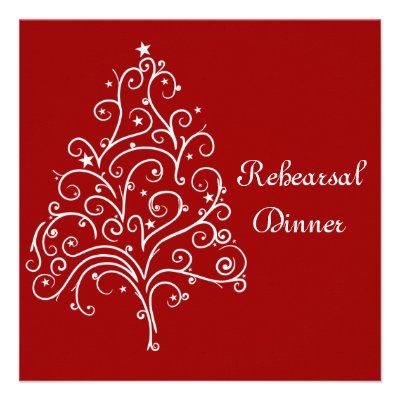 Red Winter Wedding Rehearsal Dinner Invitation