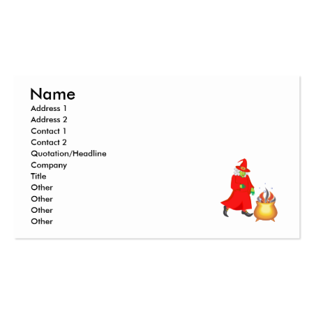 Red witch with cauldron business card templates