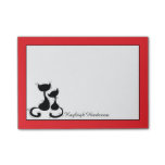 Red with Black Cats Silhouette Personalized Post-it® Notes