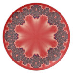 Red with Black Fractal Lace Plate