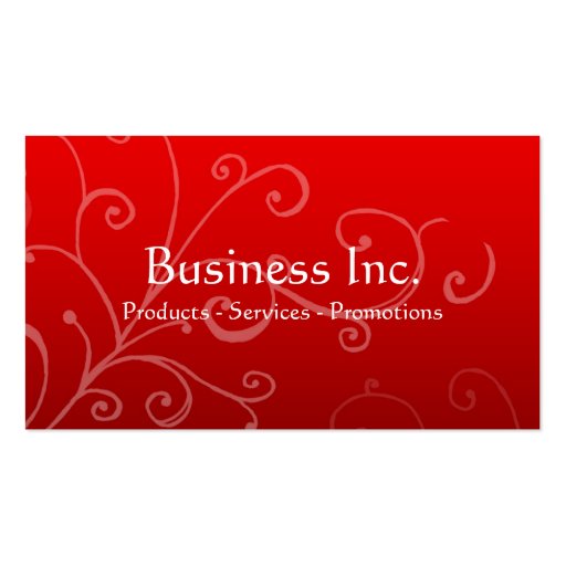 Red with Decorative Swirl Business Cards (back side)