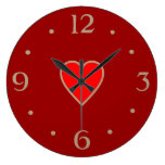 Red with Light Red Heart Valentines Day Gift Large Clock